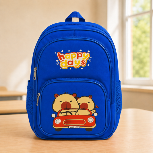 Happy Days Blue Cartoon School Backpack for Kids - BLOOMPACK™