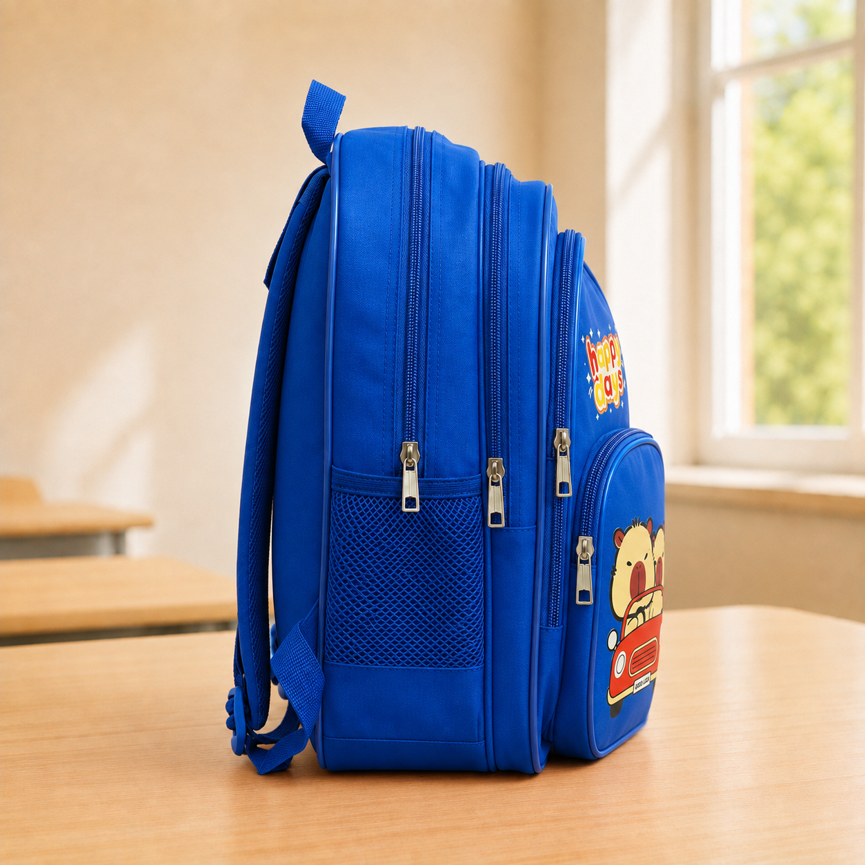 Happy Days Blue Cartoon School Backpack for Kids - BLOOMPACK™