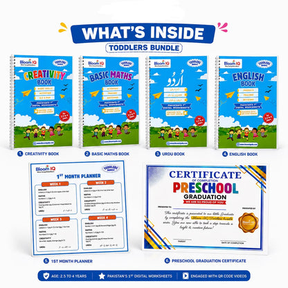 Toddlers Bundle | 4 Months Direct Nursery Admission Bundle  | 200+ Digital QR Worksheets